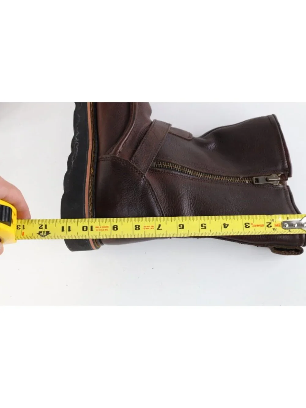 Vintage Streetwear Mens 11 M Waterproof Leather Buckle Engineer Boots Brown